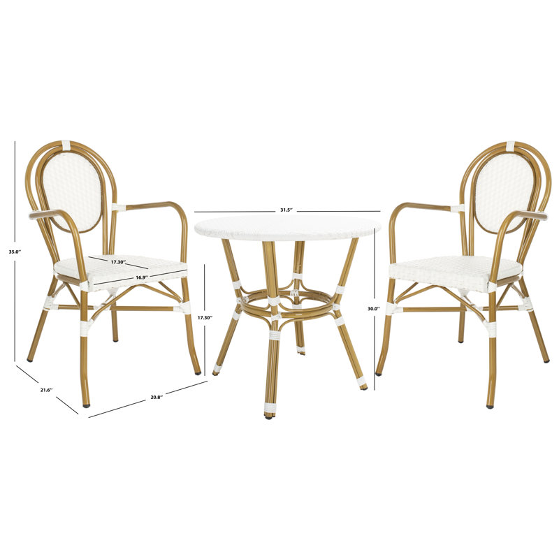 Ensemble bistro 31,5 po Bohden, Blanc