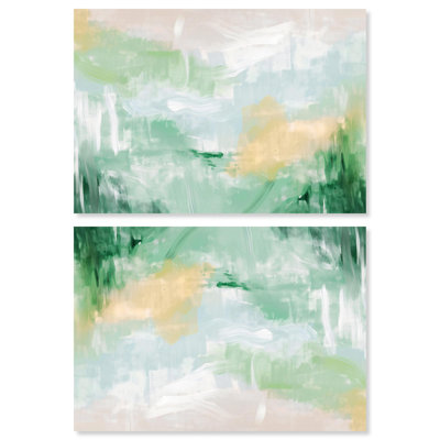 «Double Green II», ensemble de décorations sur toile par Art Remedy
