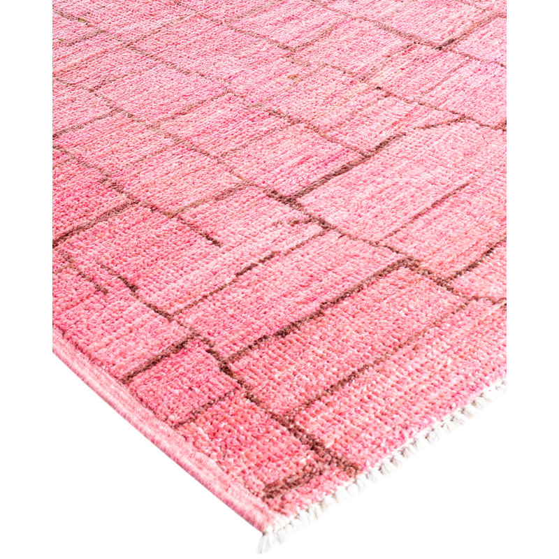 Overdyed Hand-Knotted Wool Modern-Contemporary Pink Area Rug 4' 9" x 7' 10"