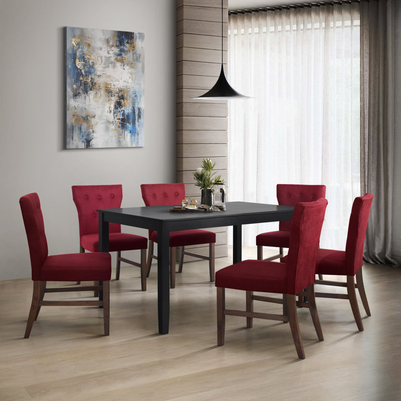 Ast 6 - Person Four Leg Dining Set, Red