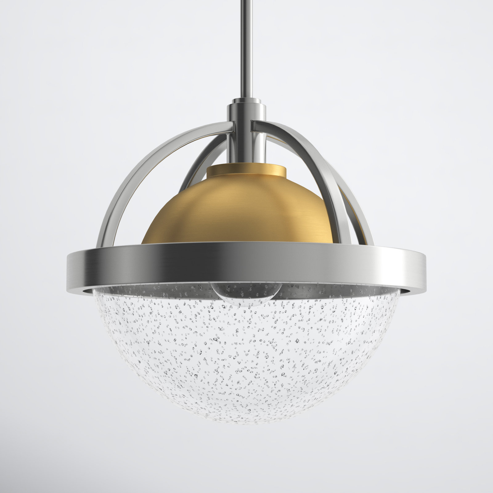 Kathryn Single Light Glass Dimmable Pendant, Polished Nickel, Heritage Brass