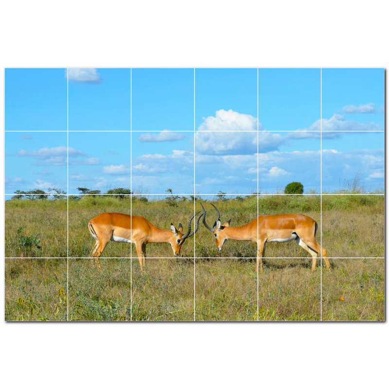 Murale décorative cerf en céramique 6 po x 6 po Deer Photo