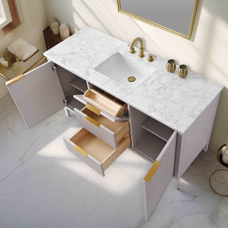 Meuble-lavabo simple 60 po Bilroy, Taupe / bronze brossé
