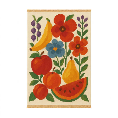 5' X 8' Folk Art Harvest Area Rug