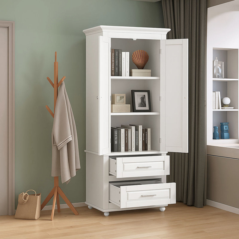 Armoire à linge en bois autoportante minimaliste Barbagallo, pour salle de bain / chambre à coucher / bureau