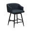 Tabouret de bar pivotant Kazuya bleu orageux en similicuir, hauteur comptoir ou bar-2087984474