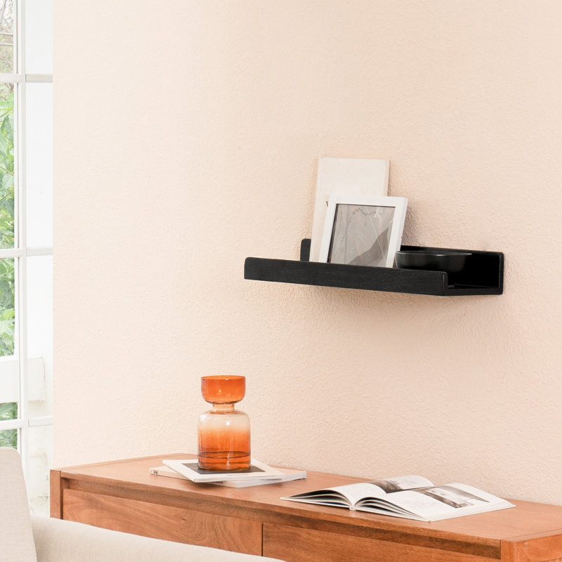 Roblero Solid Wood Wall Mounted Shelf, 9cm H x 61cm W x 18.5cm D