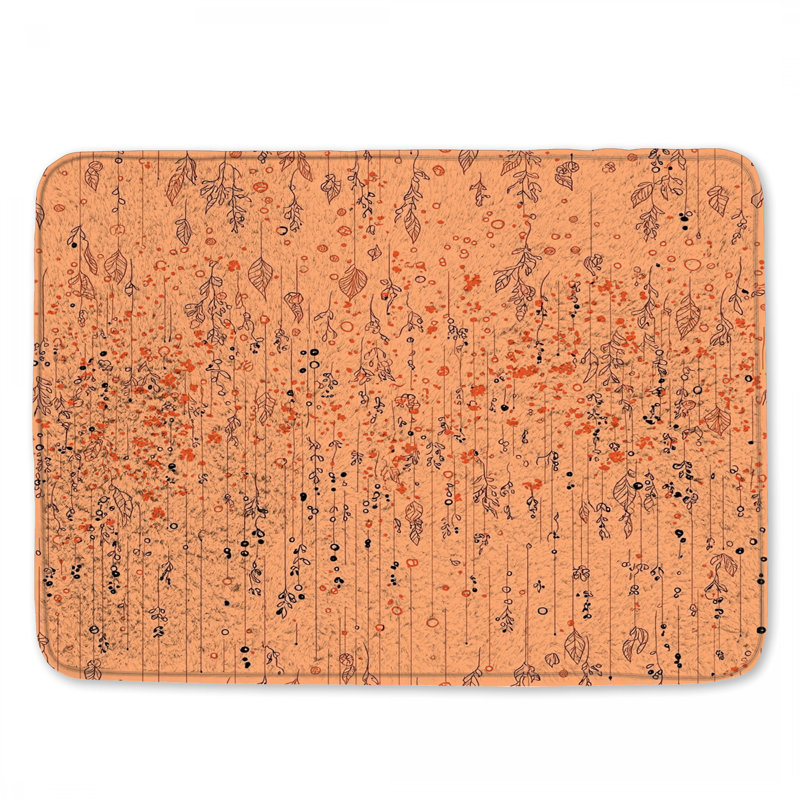 Tapis de bain Botanical, Simple - L 21 po x l 34 po, Orange floral / abstrait