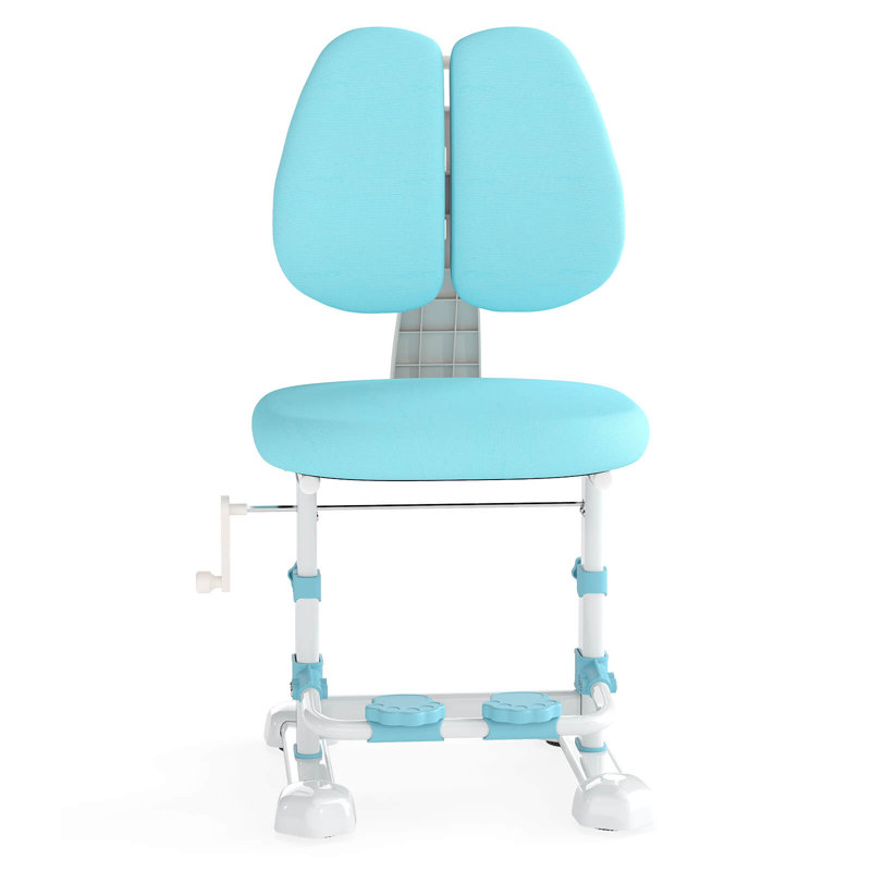 Chaise d'étude pour enfants avec dossier double réglable, repose-pieds, hauteur et profondeur du siège bleu, Bleu