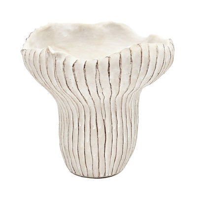 Sand And Cement Coral Planter 9.3X9x8.7 In, Weathered Beige Look, Wavy Shape For Succulents In Interior Inches, Finish With Silhouette, Complement Coastal Themes