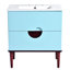 Meuble-lavabo de salle de bain avec lavabo en céramique - 2 bacs de rangement 30 "en bois massif bleu, cadre moderne 2 tiroirs exceptionnels