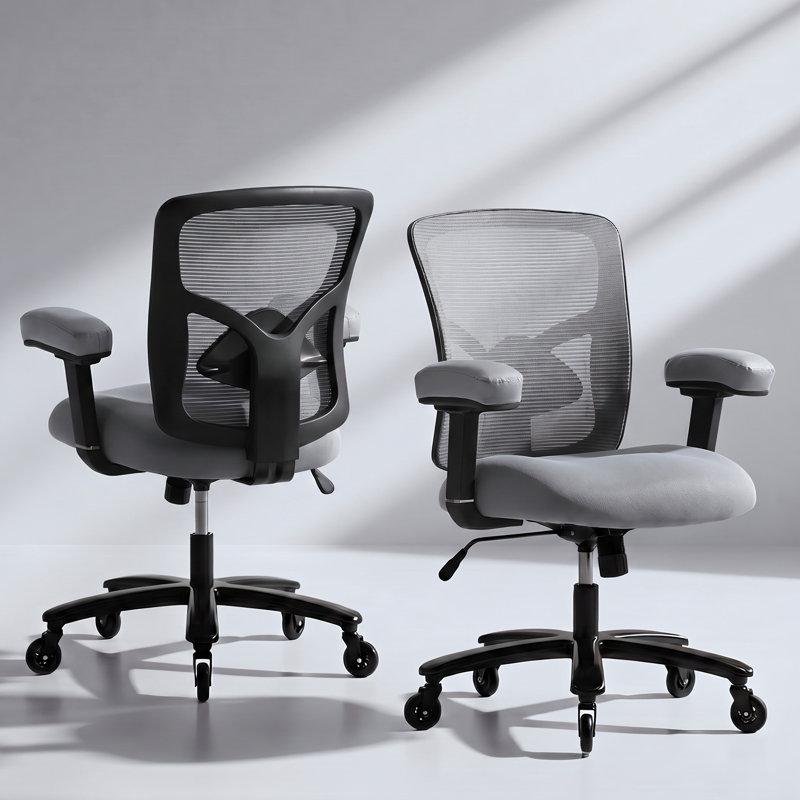 Heavy-Duty Ergonomic Mesh Office Chair with Adjustable Lumbar Support & Armrests, Gray