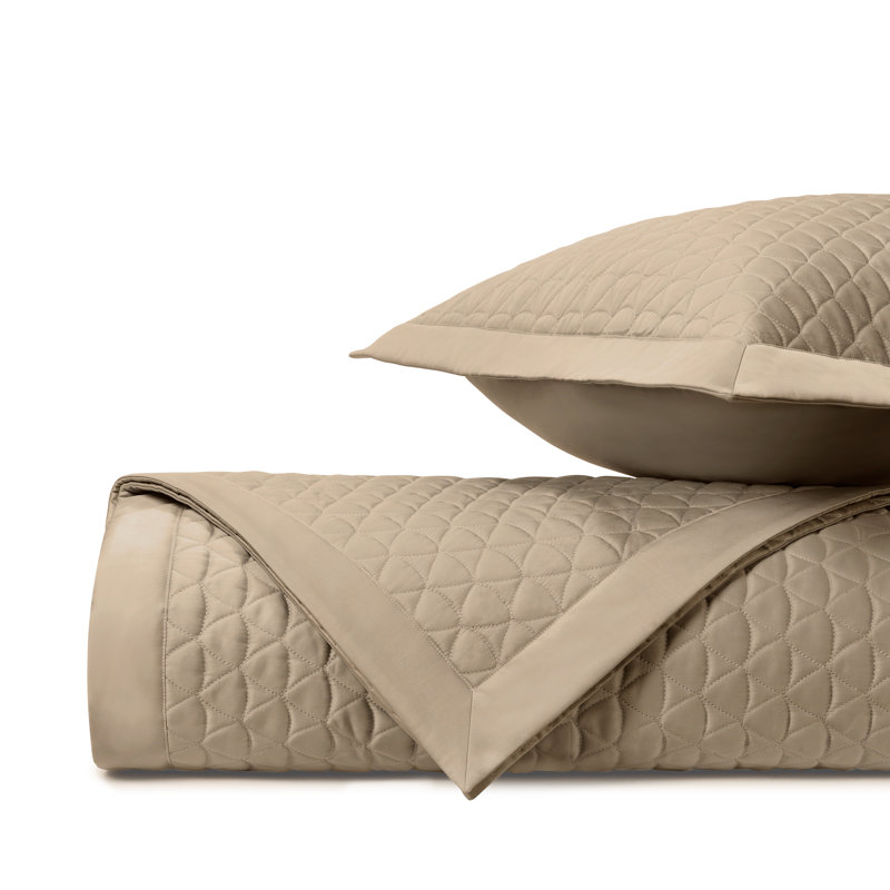 Anastasia Quilted Sateen Coverlet Set, Candlelight, King Coverlet/Bedspread + 2 Shams