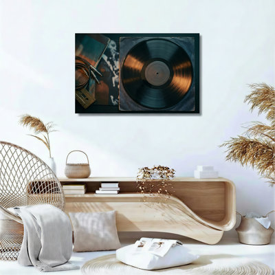 Ensemble de 1 tableau sur toile en forme de disque vinyle