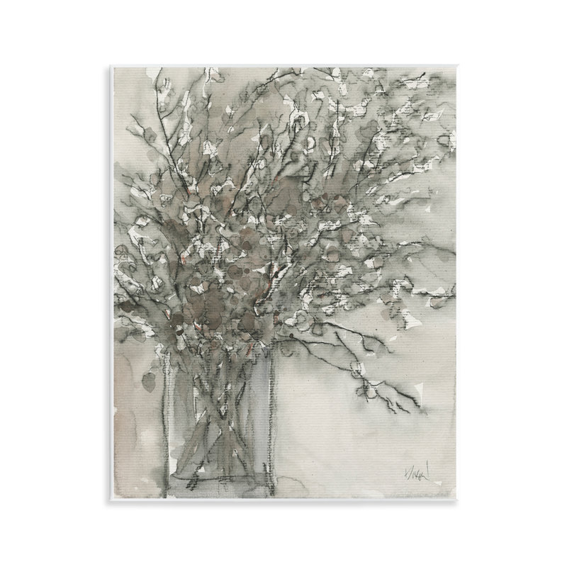 «Grey Charcoal Bouquet», art mural sur bois par Naomi McCavitt