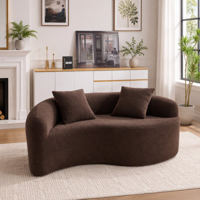 Causeuse à double profondeur courbée en S, canapé modulaire en chenille pour petits espaces, sans assemblage