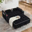 Canapé-lit pliable polyvalent de 55,51 pouces en 3 longueurs, canapé-lit moderne, canapé-lit en velours, dossier réglable, port USB, cendrier et support pour téléphone pivotant (noir)-1079844337-1079844349