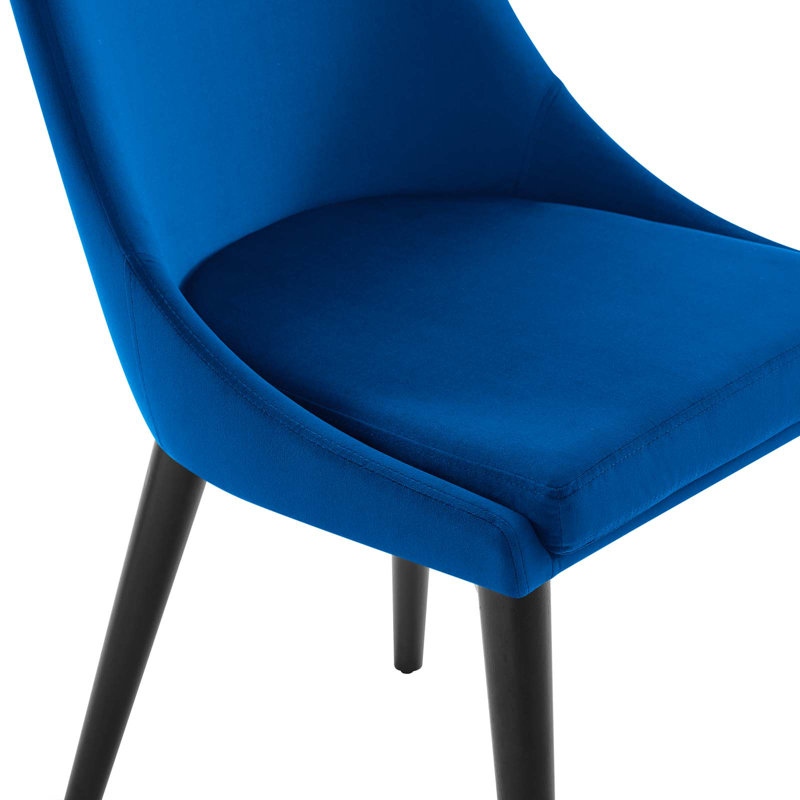 Navy Velvet Upholstered Dining Chair with Metal Legs