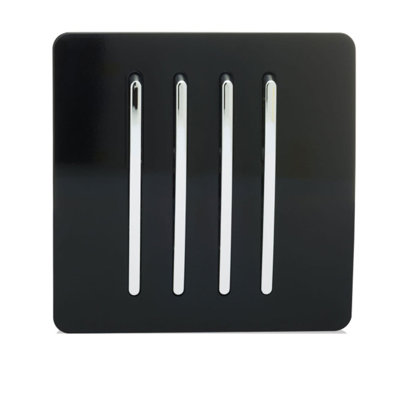 Trendi Switch 4 Gang 1 or 2 way Rocket Light Switch, Black
