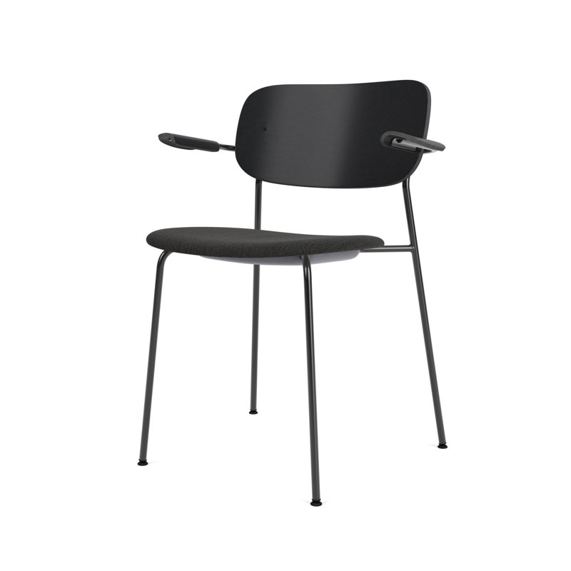 Co Upholstered Arm Chair, Bouclé 02 Acrylic, Dark Stained Oak, Black