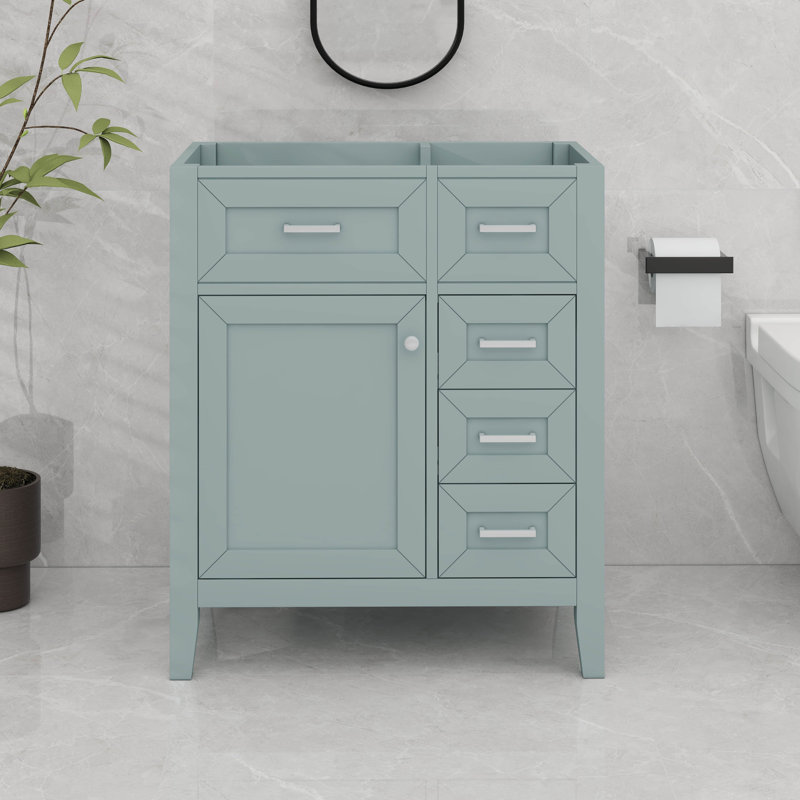 Meuble-lavabo 30 po avec tiroirs, Vert / Argent