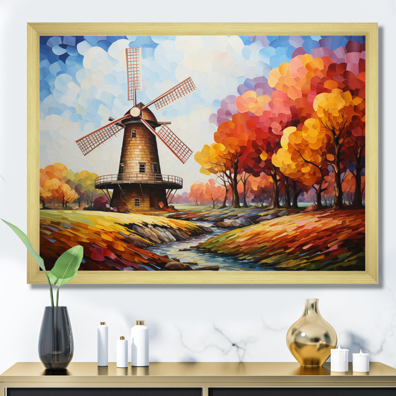 Mill Wind Harmonic Rotation, reproduction d'art sur toile, H 12 po x l 20 po x P 1 po, Cadre doré à une seule photo