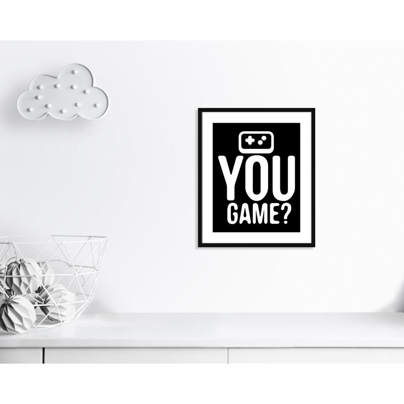 «You Game inversée», art encadré, H 26,5 po x l 22,5 po x P 0,63 po, Encadré de boîte noir