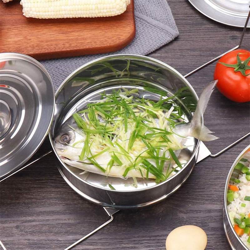 Stackable Steamer Insert Pans- Instant Pot Accessories 6 Qt-2 Silicone handle & Interchangeable Lids