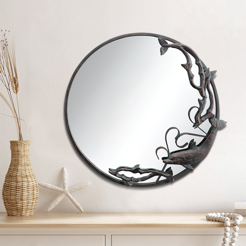 Miroir mural rond Dolphin Trio