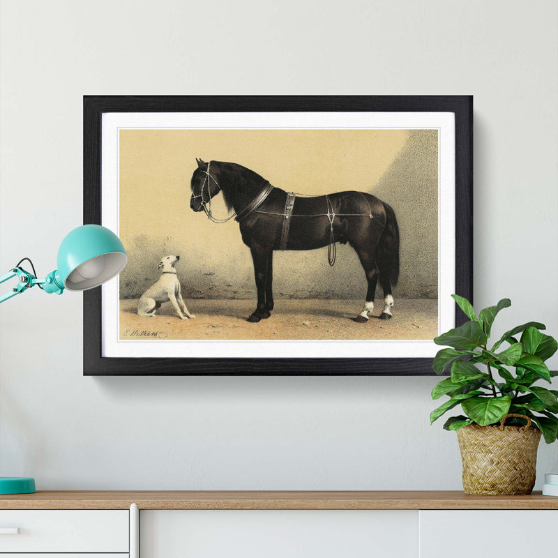 Horse and Hound by Emil Volkers - Framed Print, Black Framed, 48cm H x 65cm W x 2cm D
