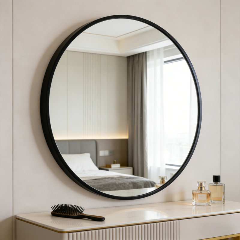 Miroir de salle de bain 32 po, 32 po x 32 po, Noir