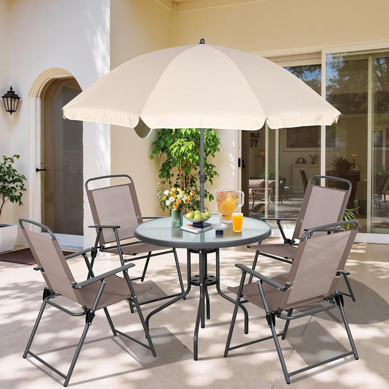 6 Pieces Folding Patio Dining Set