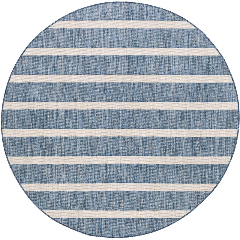  Positano 4' x Round Navy Ivory Modern Rug, Round 4'
