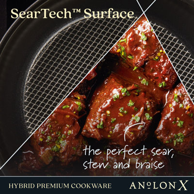 Anolon X 4-Quarts Hybrid Non-Stick Casserole Pan With Glass Lid, Dark Gray