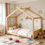 Lit de maison avec lattes de soutien, cadre de lit en bois massif pour enfants, aucun sommier et ouverture-906295735-906295733
