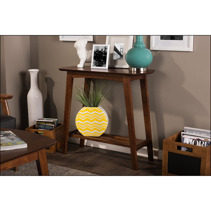 Sacramento Dark Walnut Mid-Century Console Table with Storage Shelf