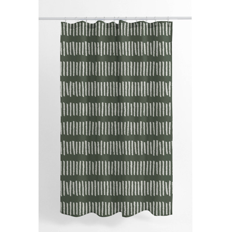 Fencing Rows Ultra-Thin Lightweight Shower Curtain, Green/Chimichurri