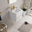 Ensemble de meuble-lavabo mural 24 po avec lavabo en résine et pierre, 24 tiroirs à fermeture douce, blanc-107266566