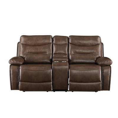 Aashi Brown Leather-GEL Match Recliner Loveseat