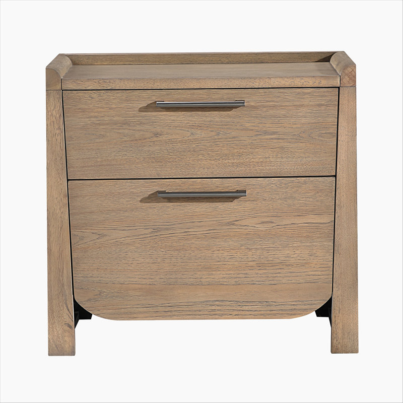 Table de chevet moderne en bois brun clair avec tiroirs de rangement 1pc