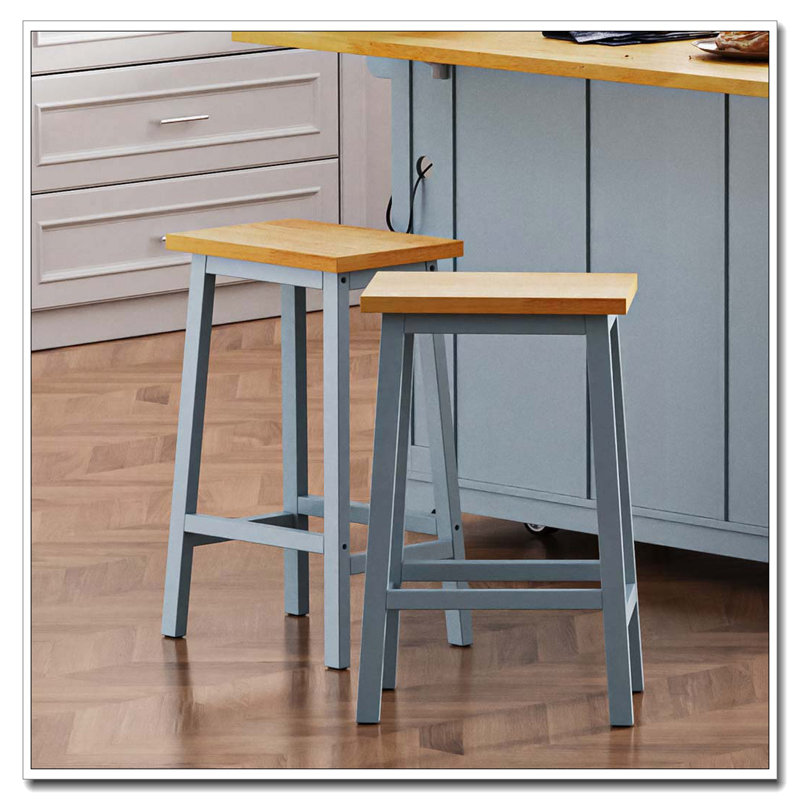 Solid Wood Bar Stools, Gray