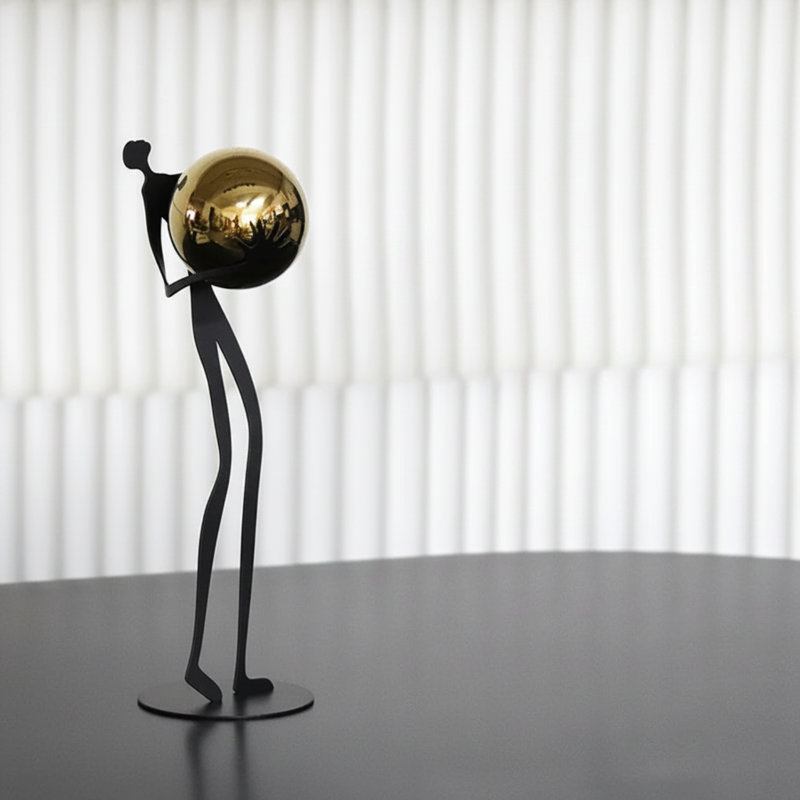 Metal Handicraft Abstract Portrait Sculpture Gold Ball-hugging Figure Metal Ornament Metal Figurine Home Decoration Accessories