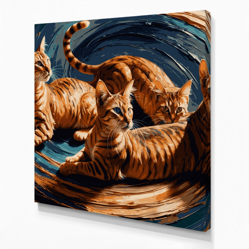 «Cats Abyssinian Mauve», art mural sur toile, H 8 po x l 8 po