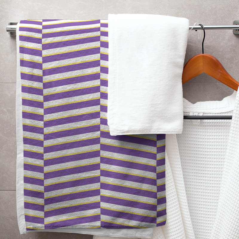 Jaya Bath Towel, Purple/Gray/Yellow