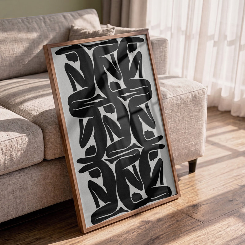 Silhouette Harmony by Treechild — Geometric Wall Art, 12 × 18, Matted Framed Print, Brown