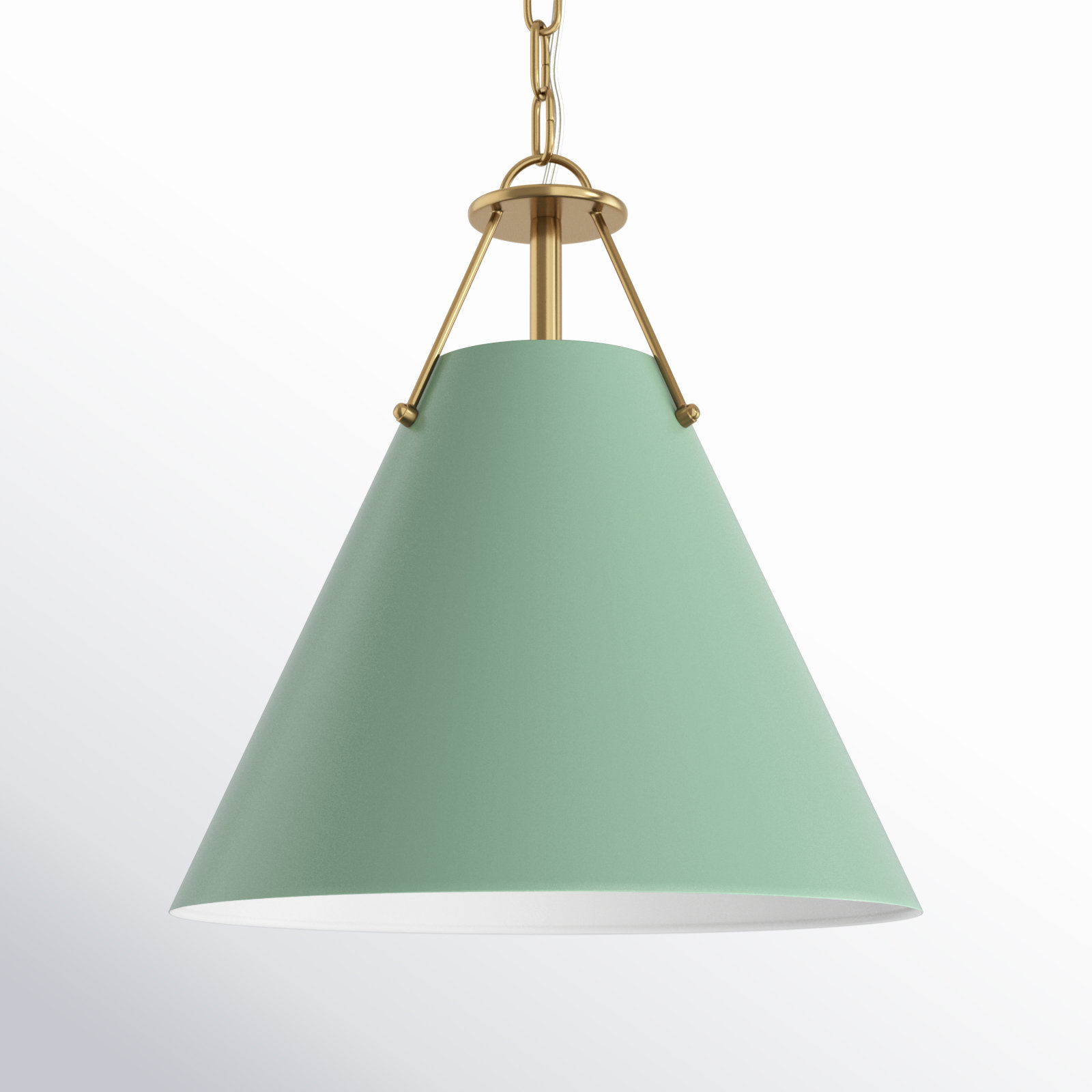 Kinston 1-Light Metal Cone Pendant , Green, Gold