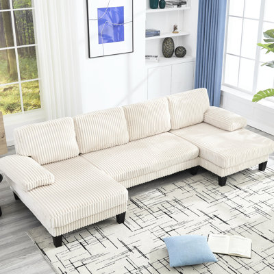 New U-Shaped 4 With Double Chaise, Supportive And Relaxing Residential Indoor Piece, Pocket Spring Seats Metal Insert Connection Spacious Supportive, Velvet Upholstery Plastic Legs