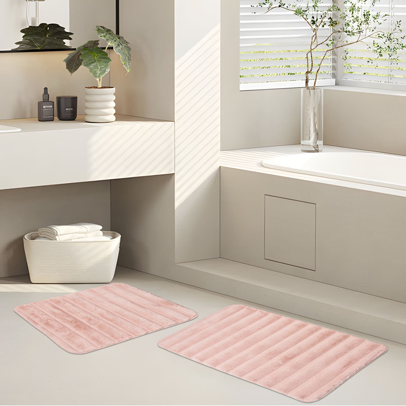 Tapis pour salle de bain Desrosier, Rosé