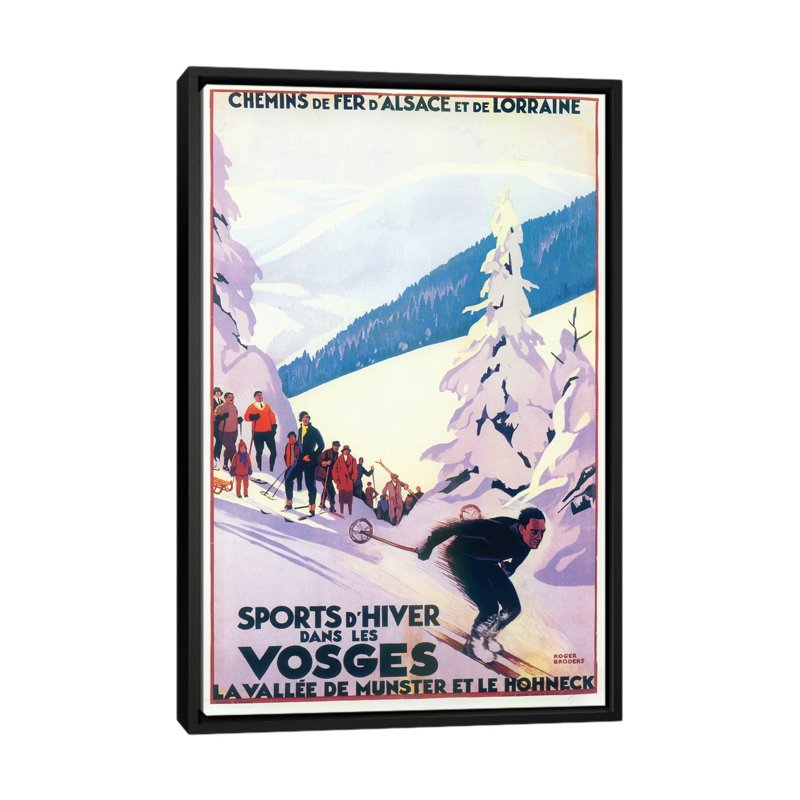 «Skiing III», impression sur toile, H 26 po x l 18 po x P 1,5 po, Toile avec cadre noir, Pas de tapis
