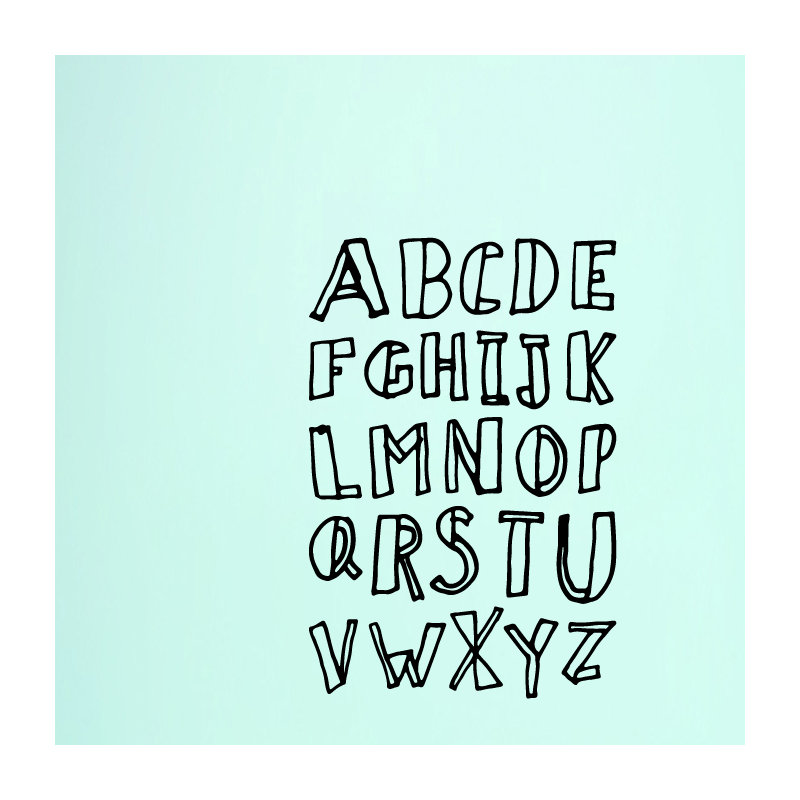 Décalcomanie murale alphabet doodle, Noir